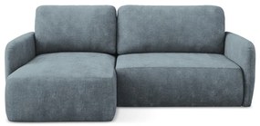 Сиво-син шенилов разтегателен ъглов диван с място за съхранение (ляв ъгъл) Lilo – Makamii