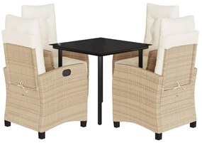 3213010 vidaXL Градински комплект с възглавници, 5 части, бежов полиратан