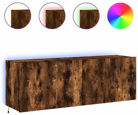 837311 vidaXL Стенни ТВ шкафове с LED лампи, 2 бр, опушен дъб, 60x35x41 см