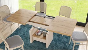 ЛЕКСУС Дъб Артизан/Бежов (Шампанско) - МОДЕРНА РАЗТЕГАТЕЛНА ХОЛНА МАСА С ПОВДИГАЩ МЕХАНИЗЪМ