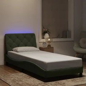 3213831 vidaXL Рамка за легло с LED осветление, светлосива, 90x200 см, кадифе