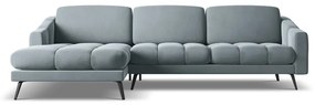 Светлосин кадифен ъглов диван (ляв ъгъл) Nalu – Makamii