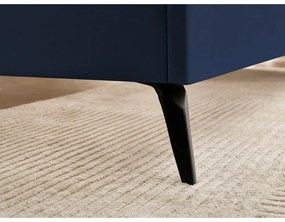 Тъмносиньо тапицирано двойно легло с включена подматрачна рамка 140x190 cm Prune – Bobochic Paris