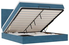 3314334 vidaXL Османска легло с матраци и LED, тъмносиньо, 160x200 см, кадифе