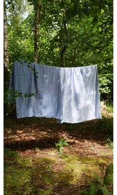 Бяло и светлосиньо удължено крепирано спално бельо за единично легло 140x220 cm Bæk&amp;Bølge - JUNA