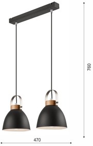 Черно висящо осветително тяло с метален абажур Danielle – LAMKUR