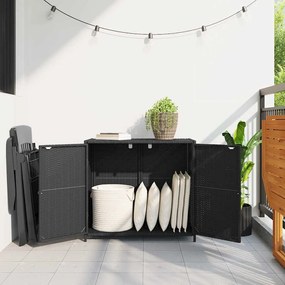 365543 vidaXL Градински шкаф за съхранение, черен, 83x45x76 см, полиратан