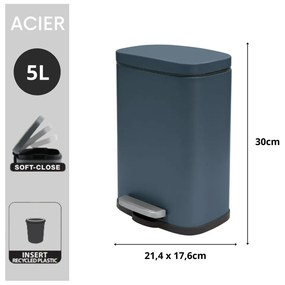 Стоманено кошче за боклук с педал в петролен цвят 5 l Akira – Spirella