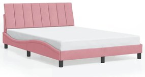 3207842 vidaXL Рамка за легло без матрак Hanko, розова, 120x200 см, кадифе