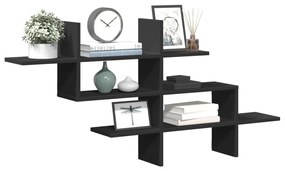 853264 vidaXL Стенен рафт, черен, 124,5x18x60,5 см, инженерно дърво
