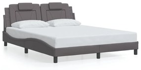 3208106 vidaXL Рамка за легло Viana без матрак, сива, 160x200 см, изкуствена кожа