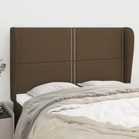 3117817 vidaXL Горна табла за легло с уши, тъмнокафява,147x23x118/128 см, плат
