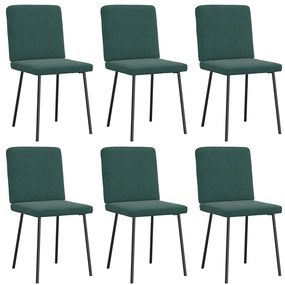 3315558 vidaXL Трапезни столове, 6 бр, тъмнозелени, кадифе
