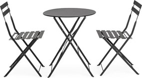 Антрацитен стоманен градински комплект за хранене за 2 Austin – Bizzotto