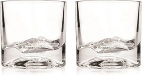 Комплект чаши за уиски LIITON 1009977 Rocky Mountain, 240 мл, 2 бр, Удебелени стени, 3D дъно с форма връх Елбърт, Прозрачен