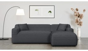 Тъмносив ъглов диван от рипсено кадифе (десен ъгъл) Martin – Ropez