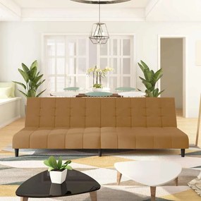 375771 vidaXL 2-местно разтегателно канапе, кафяво, кадифе