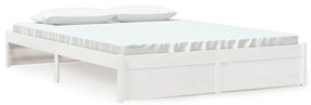 814955 vidaXL Рамка за легло, бяла, дърво масив, 150x200 cм, King Size
