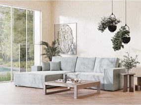 Светлосив шенилов сгъваем/с място за съхранение ъглов диван (ляв ъгъл) Maze – Maison de Rêve