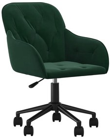 344869 vidaXL Въртящ се офис стол, тъмнозелен, кадифе