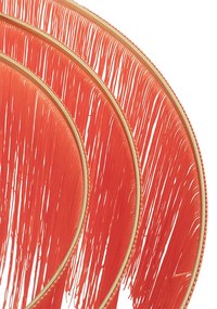 Ориенталска таванна лампа златиста с розов абажур с ресни - Franxa