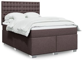 3292856 vidaXL Боксспринг легло с матрак, тъмнокафяво, 160x200 см, плат
