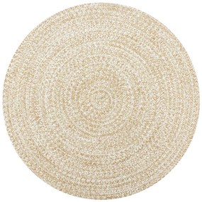 Sonata Ръчно тъкан килим от юта, бял и естествен цвят, 90 см