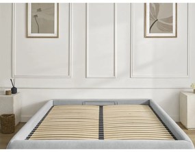 Светлосиво двойно легло 180x200 cm тапицирано с място за съхранение/без табла с включена подматрачна рамка Inera – Bobochic Paris