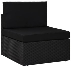 3067137 vidaXL Градински комплект с възглавници, 10 части, полиратан, черен