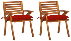 Sonata H Градински трапезни столове с възглавници, 2 бр, акация масив