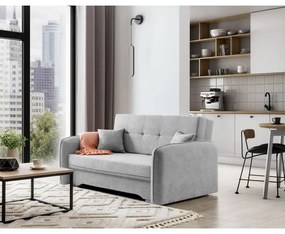 Светлосив шенилов разтегателен диван с място за съхранение 155 cm Laine – ELTAP