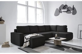 Антрацитен разтегателен ъглов диван от рипсено кадифе (десен ъгъл/"U" форма) Brave Dave – Miuform