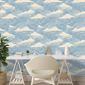 Тапет – Сини вълни с бели облаци