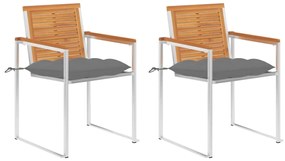 Sonata H Градински столове с възглавници, 2 бр, акация масив и стомана
