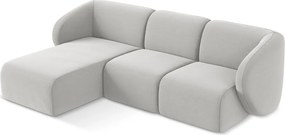 Светлосив кадифен ъглов диван (ляв ъгъл) Lani – Makamii