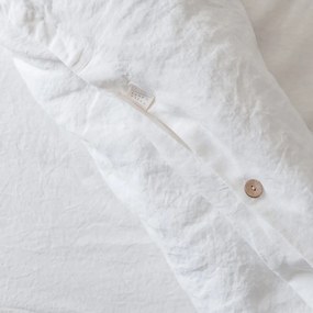 Бяло двойно удължено спално бельо със смес от лен 200x220 cm – Linen Tales