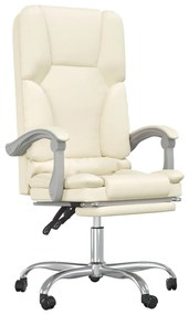 349680 vidaXL Масажен наклоняем офис стол, кремав, изкуствена кожа