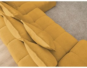 Шенилов сгъваем/с място за съхранение ъглов диван в цвят горчица (десен ъгъл) Everest – Bobochic Paris