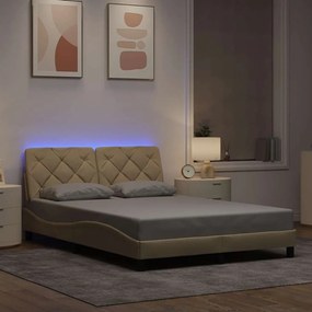 3310669 vidaXL Рамка за легло с LED без матрак кремава 140x190 см плат