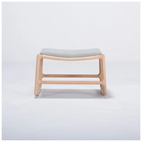 Отоман с конструкция от дъбово дърво и седалка от синьо-сив текстил Dedo - Gazzda