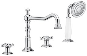 Смесител вана-душ, A5A094BC00, Roca, с централен чучур, превключвател и душ слушалка