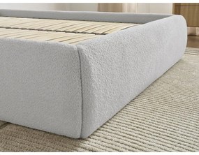 Светлосиво двойно легло 180x200 cm тапицирано с място за съхранение/без табла с включена подматрачна рамка Inera – Bobochic Paris