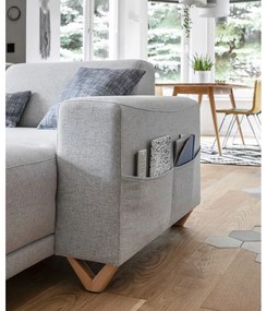 Светлосив разтегателен/с място за съхранение ъглов диван (ляв ъгъл/U форма) Classy Sophie – Miuform