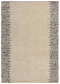 Сиво-кремав ръчно изработен килим със смес от вълна 80x150 cm Minerals Border – Flair Rugs