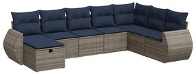3325637 vidaXL Градински комплект диван с възглавници 8 части сив полиратан