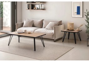 Черна/естествена масичка за кафе с дъбов плот 60x120 cm Sindi - Marckeric