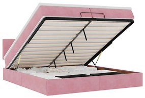 3312577 vidaXL Османска легло с матраци и LED, розово, 200x200 см, кадифе