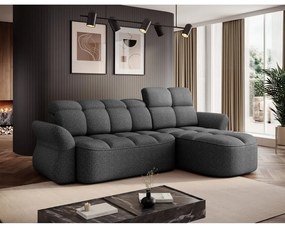 Тъмносив кадифен сгъваем/с място за съхранение ъглов диван (десен ъгъл) Beneth – ELTAP