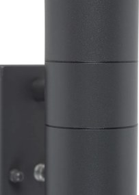 Външна стенна лампа тъмно сива 2-светлина със сензор за здрач - Duo