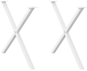 4012925 vidaXL Крака за трапезна маса, X-образни, 2 бр., бели, 90 x (72-73) см, стомана